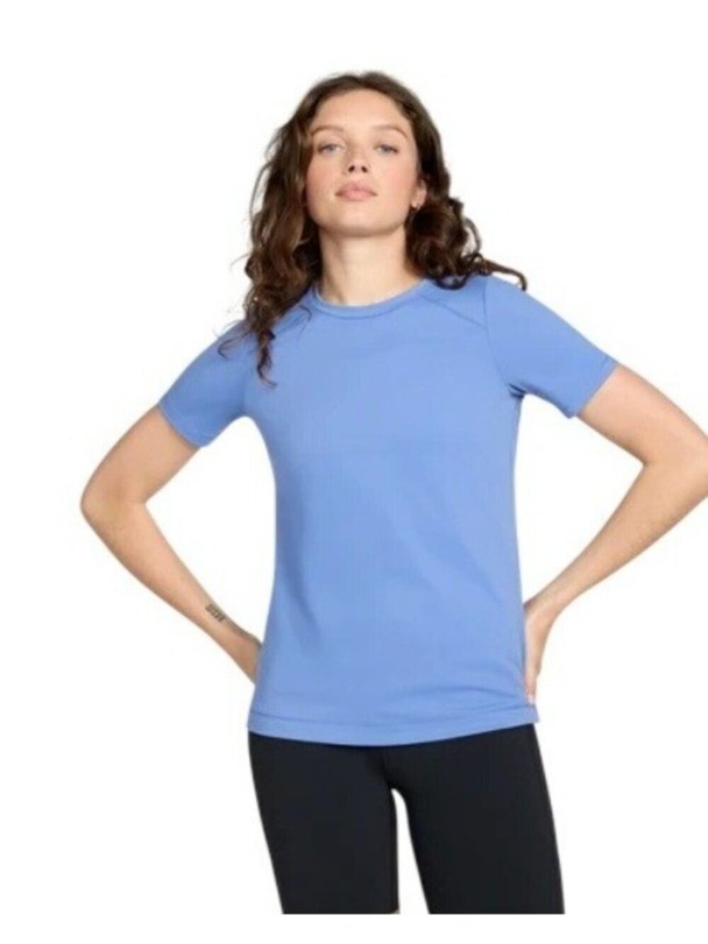 NWT Mondetta Women's XL Active Short Sleeve Tee Colony Blue Stretched G2218